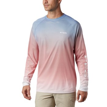 Columbia Muške Majice S Kapuljačom - PFG Terminal Deflector Printed Long Sleeve Plave | QGHM-35267